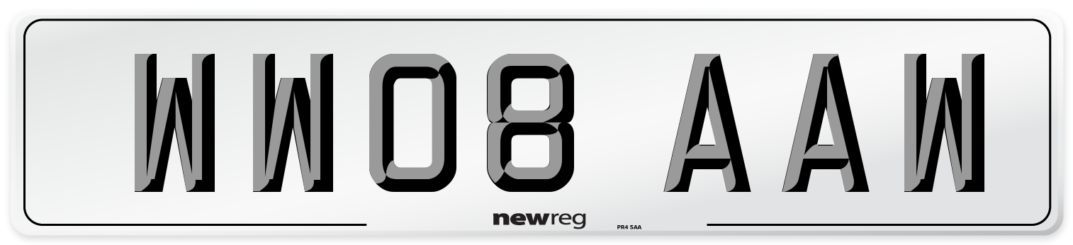 WW08 AAW Number Plate from New Reg
